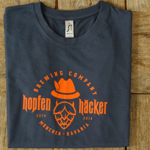 Hopfenhäcker T-Shirt gefaltet - fesches Shirt in dunkelgrau mit Print