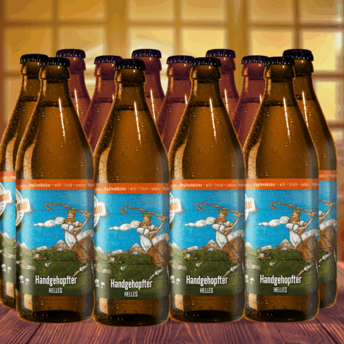 Hopfenhäcker Handgehopfter, Untergäriges Lagerbier, hell eingebraut.