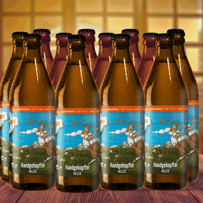 Hopfenhäcker Handgehopfter, Untergäriges Lagerbier, hell eingebraut.