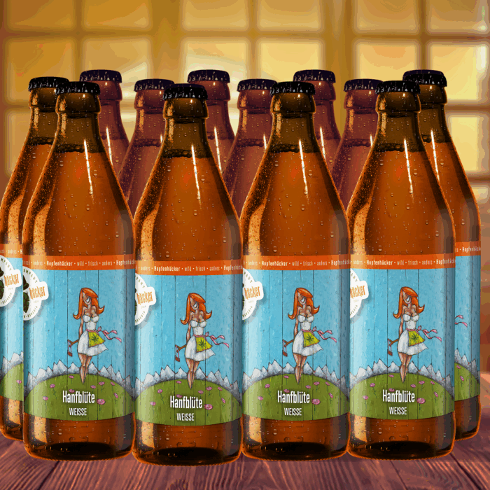 Hopfenhäcker Hanfblüte, Weißbier Mixgetränk, Die obergärige Weisse – über raschend frech interpretiert.